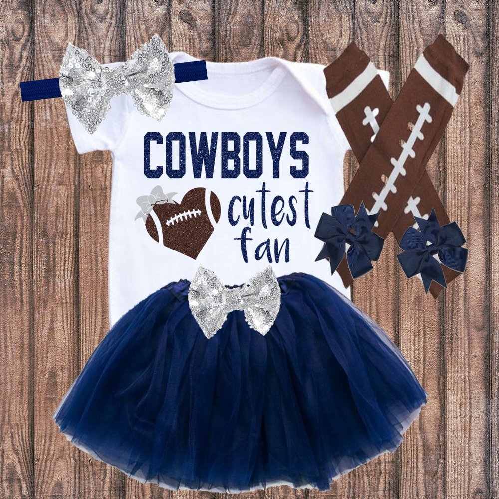 Newborn-24M Dallas Cowboys baby girl outfit, cowboys girls shirt , game day